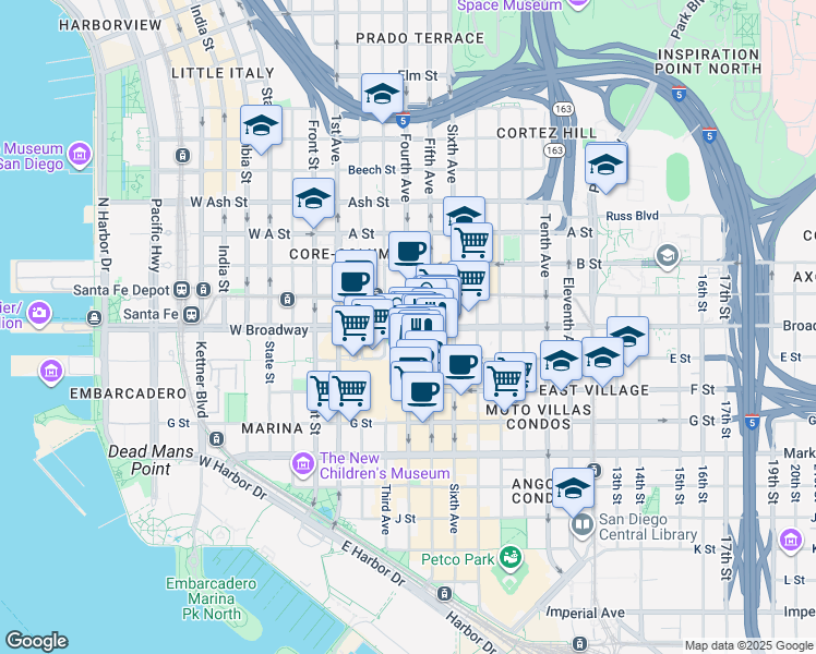 map of restaurants, bars, coffee shops, grocery stores, and more near 13340 Caminito Ciera in San Diego