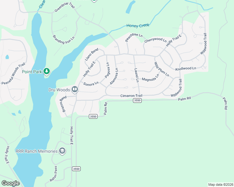 map of restaurants, bars, coffee shops, grocery stores, and more near 301 Alamosa Lane in Holly Lake Ranch