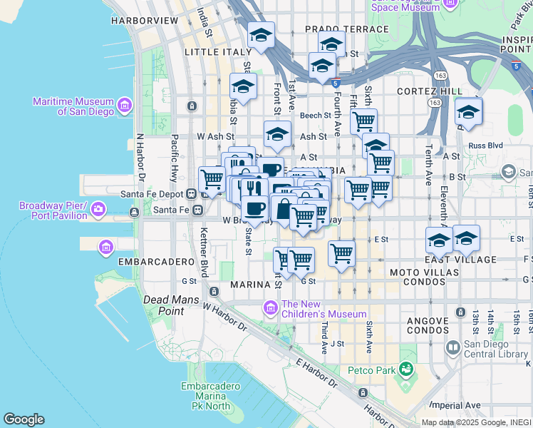 map of restaurants, bars, coffee shops, grocery stores, and more near 1011 Union Street in San Diego