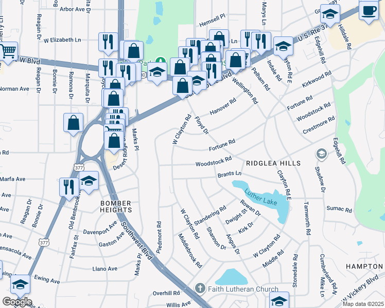 map of restaurants, bars, coffee shops, grocery stores, and more near 6837 Fortune Road in Fort Worth