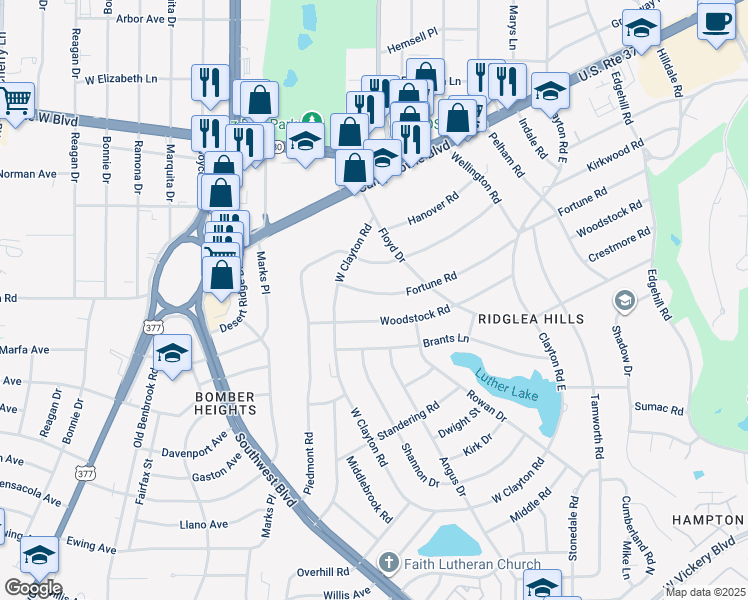map of restaurants, bars, coffee shops, grocery stores, and more near 6837 Fortune Road in Fort Worth