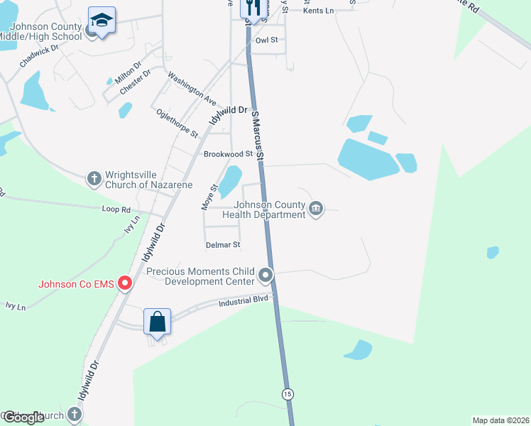 map of restaurants, bars, coffee shops, grocery stores, and more near 8241 South Marcus Street in Wrightsville