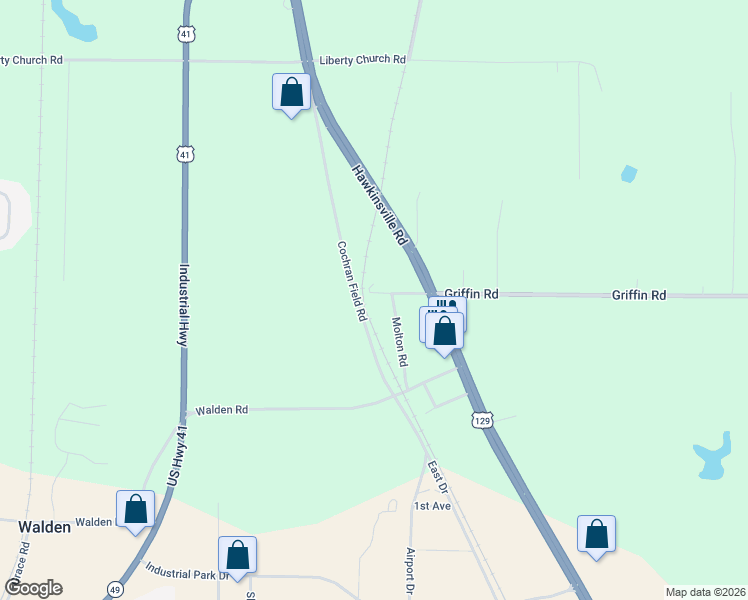 map of restaurants, bars, coffee shops, grocery stores, and more near 2170 Griffin Road in Macon