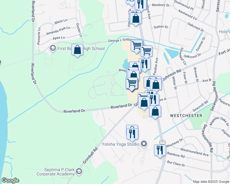map of restaurants, bars, coffee shops, grocery stores, and more near 1017 River Haven Circle in Charleston