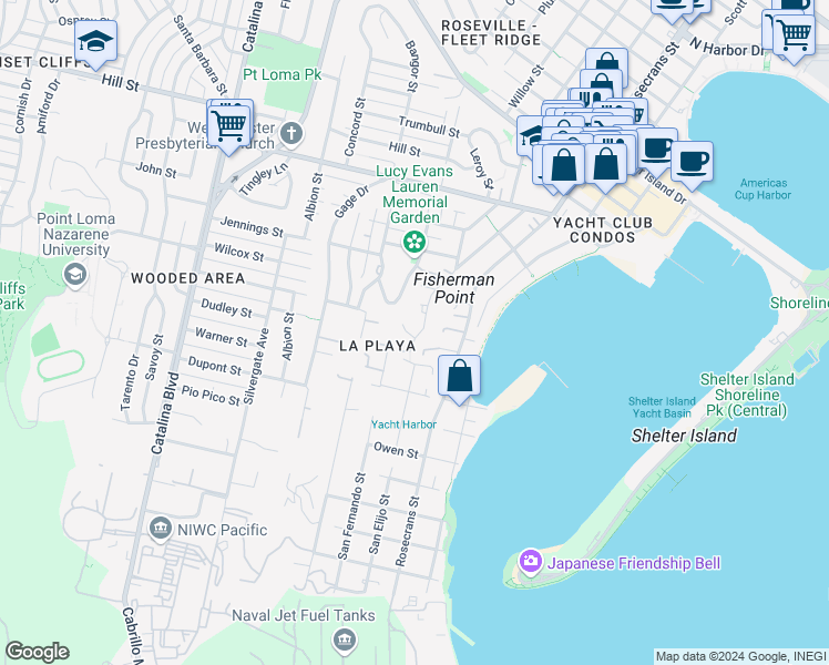 map of restaurants, bars, coffee shops, grocery stores, and more near 752 Armada Terrace in San Diego