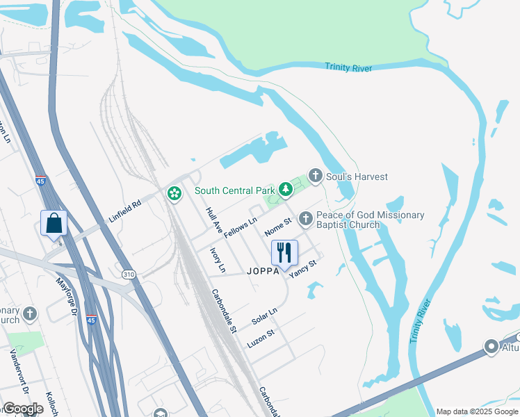 map of restaurants, bars, coffee shops, grocery stores, and more near 4715 Fellows Lane in Dallas