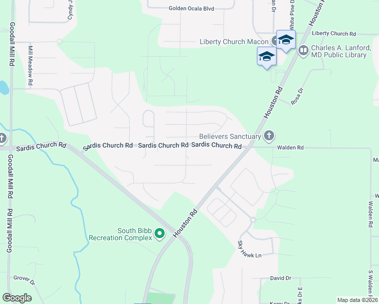 map of restaurants, bars, coffee shops, grocery stores, and more near 4056 Sardis Church Road in Macon