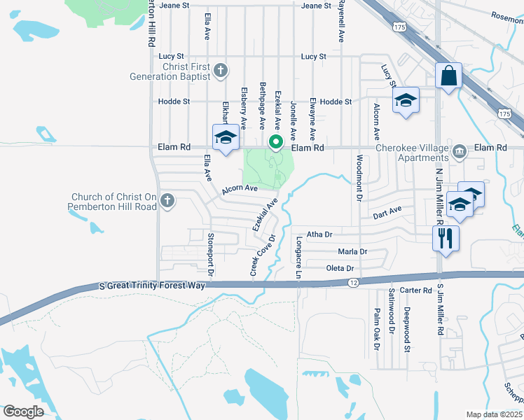 map of restaurants, bars, coffee shops, grocery stores, and more near 305 Ella Avenue in Dallas
