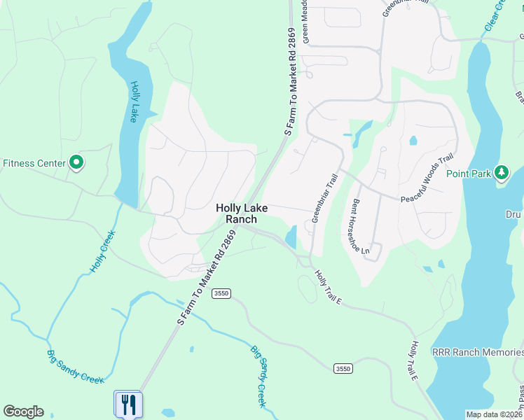 map of restaurants, bars, coffee shops, grocery stores, and more near 249 Spring Lake Knoll Trail in Holly Lake Ranch