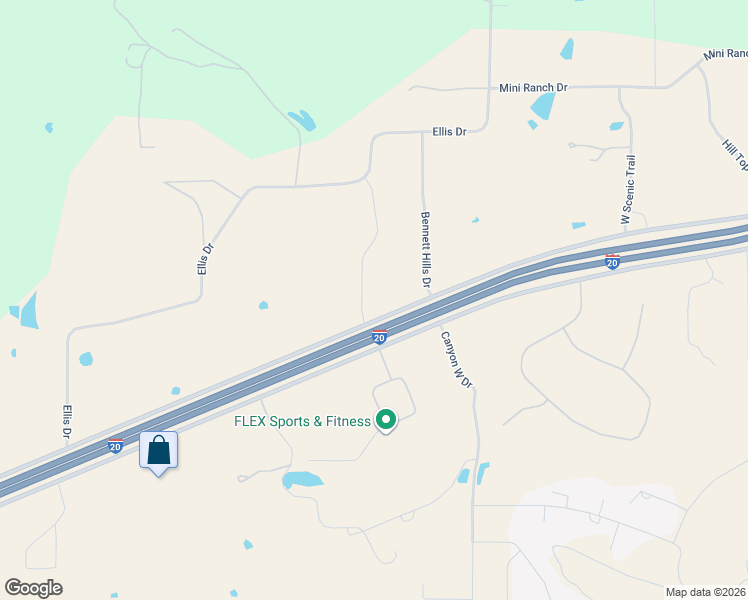 map of restaurants, bars, coffee shops, grocery stores, and more near 100 Ridgmar Road in Weatherford