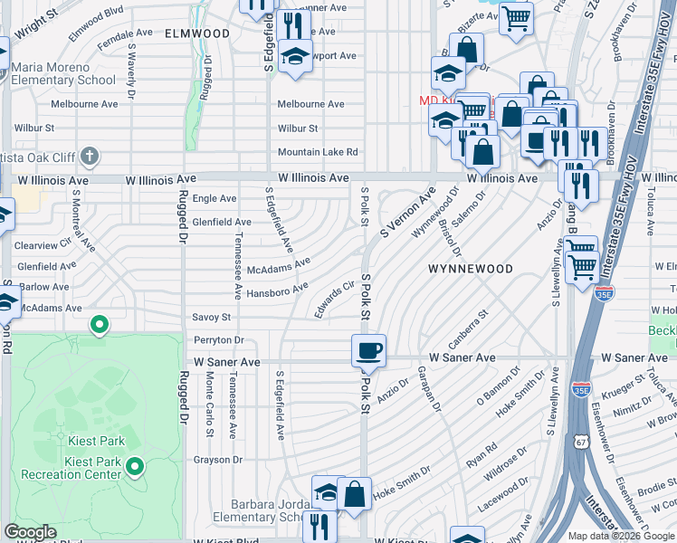 map of restaurants, bars, coffee shops, grocery stores, and more near 1212 Hansboro Avenue in Dallas