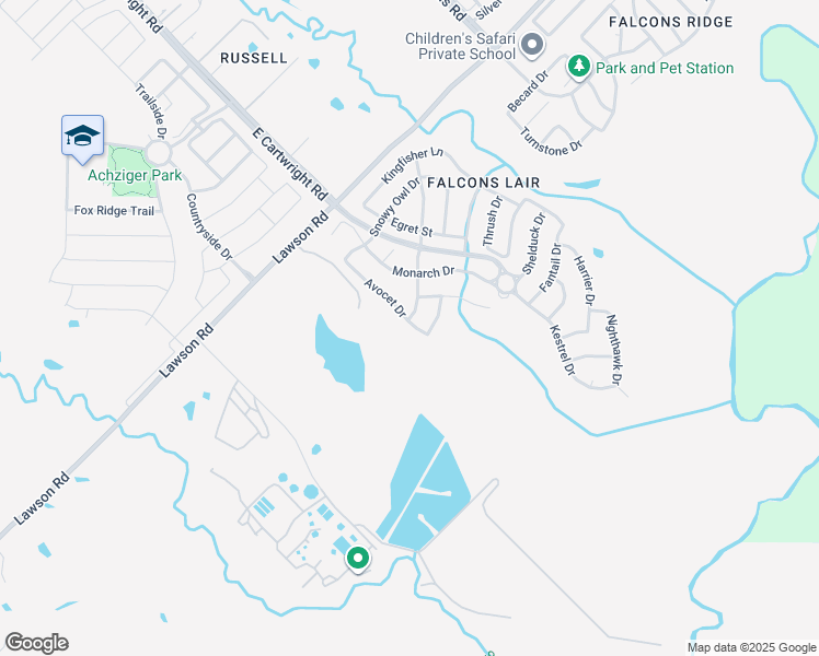 map of restaurants, bars, coffee shops, grocery stores, and more near 1 Avocet Drive in Mesquite