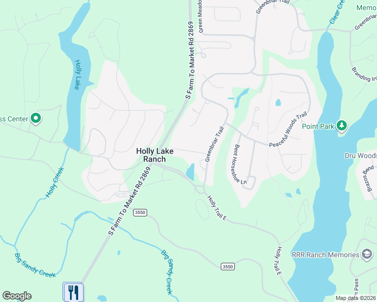 map of restaurants, bars, coffee shops, grocery stores, and more near Spring Lake Knoll Trail in Hawkins