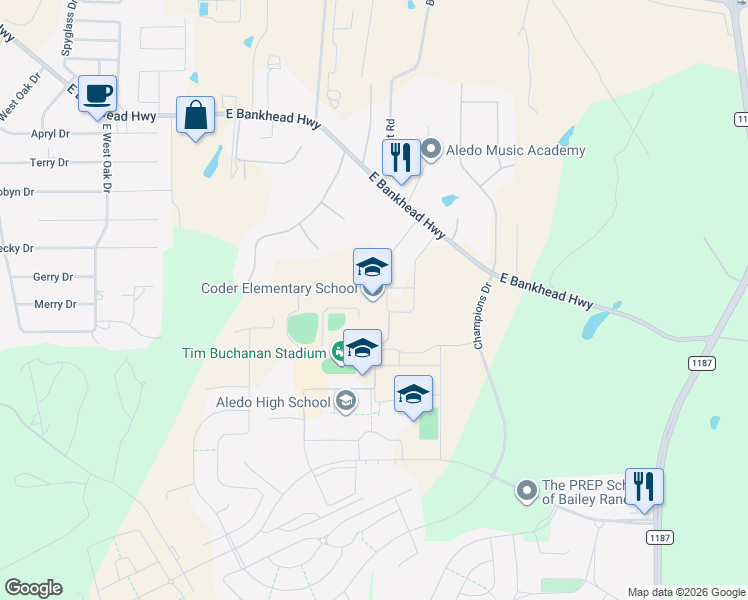 map of restaurants, bars, coffee shops, grocery stores, and more near 12 Vernon Road in Aledo