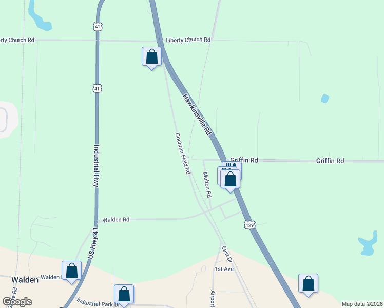 map of restaurants, bars, coffee shops, grocery stores, and more near 2170 Griffin Road in Macon