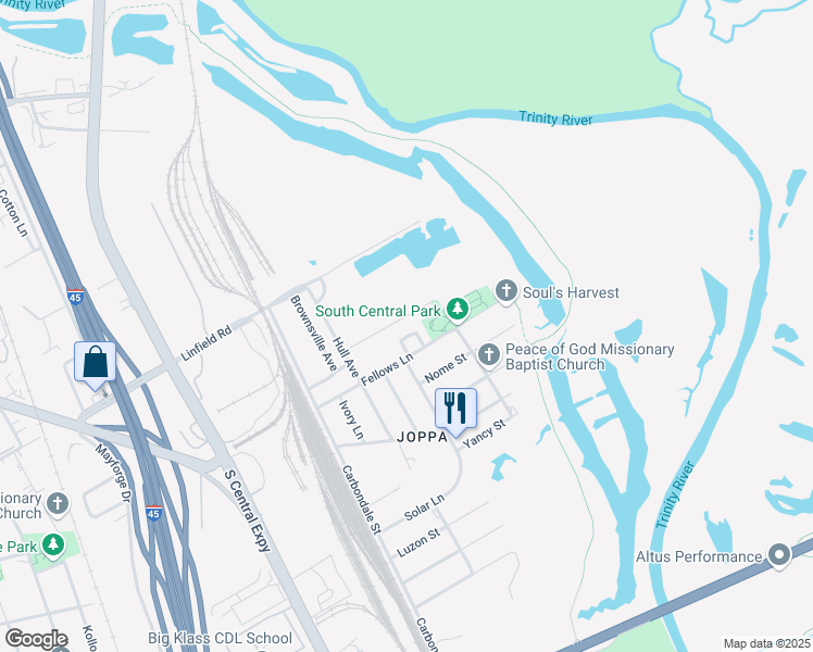 map of restaurants, bars, coffee shops, grocery stores, and more near 4715 Fellows Lane in Dallas
