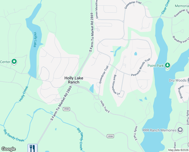 map of restaurants, bars, coffee shops, grocery stores, and more near 149 Spring Lake Knoll in Holly Lake Ranch