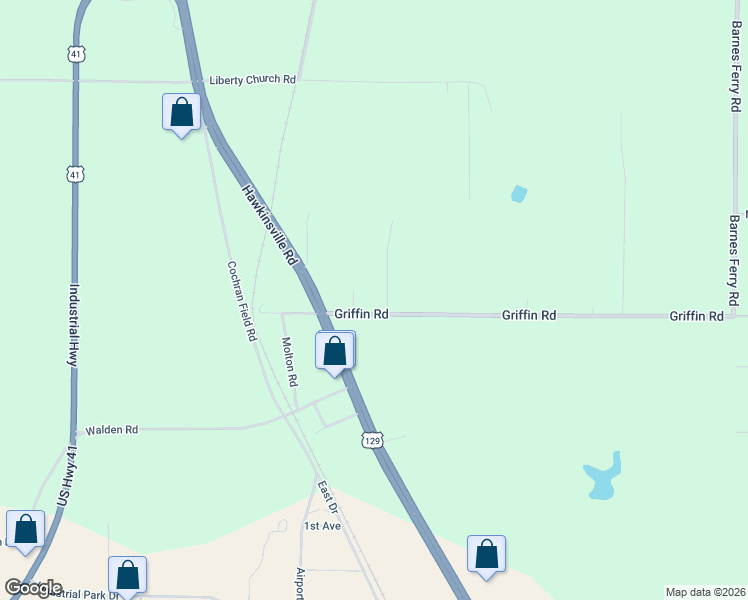 map of restaurants, bars, coffee shops, grocery stores, and more near 1977 Griffin Road in Macon