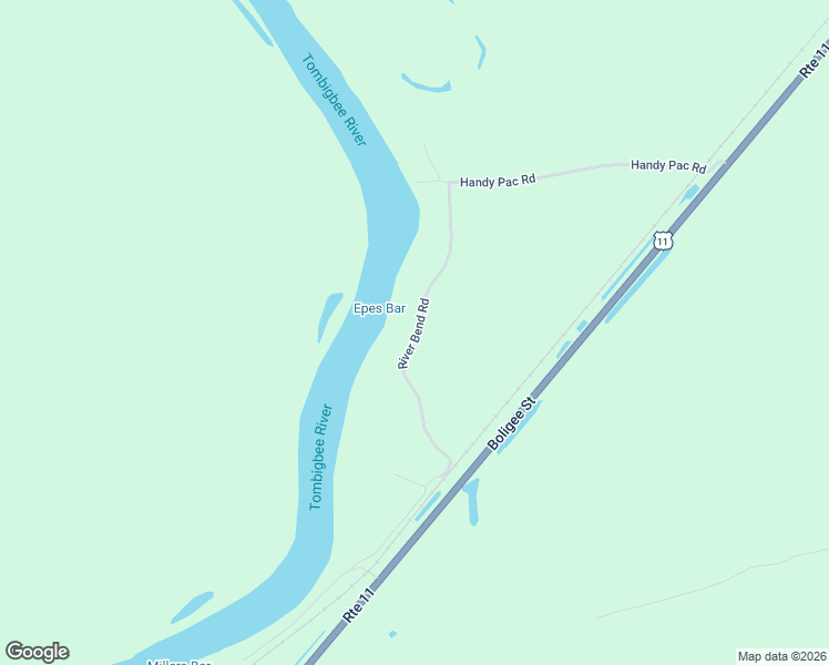 map of restaurants, bars, coffee shops, grocery stores, and more near 218 River Bend Road in Boligee
