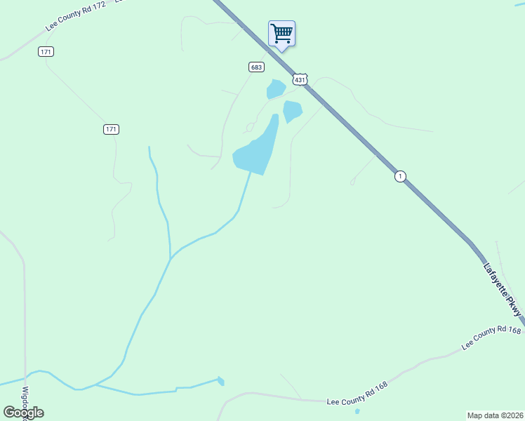 map of restaurants, bars, coffee shops, grocery stores, and more near Unnamed Road in Opelika