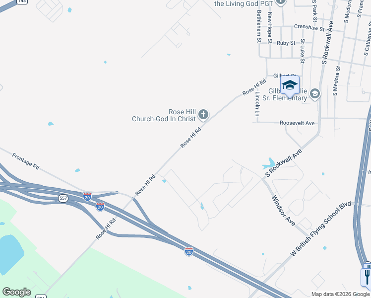map of restaurants, bars, coffee shops, grocery stores, and more near 1325 Rosehill Road in Terrell