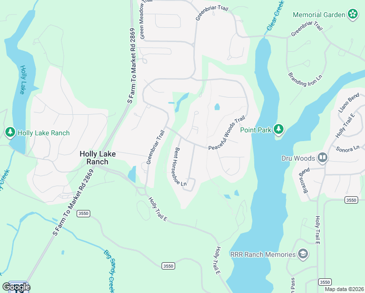 map of restaurants, bars, coffee shops, grocery stores, and more near 199 Bent Horseshoe Lane in Holly Lake Ranch