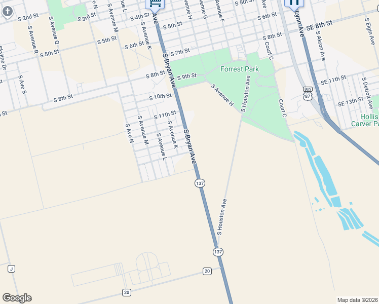 map of restaurants, bars, coffee shops, grocery stores, and more near 1500 South Bryan Avenue in Lamesa