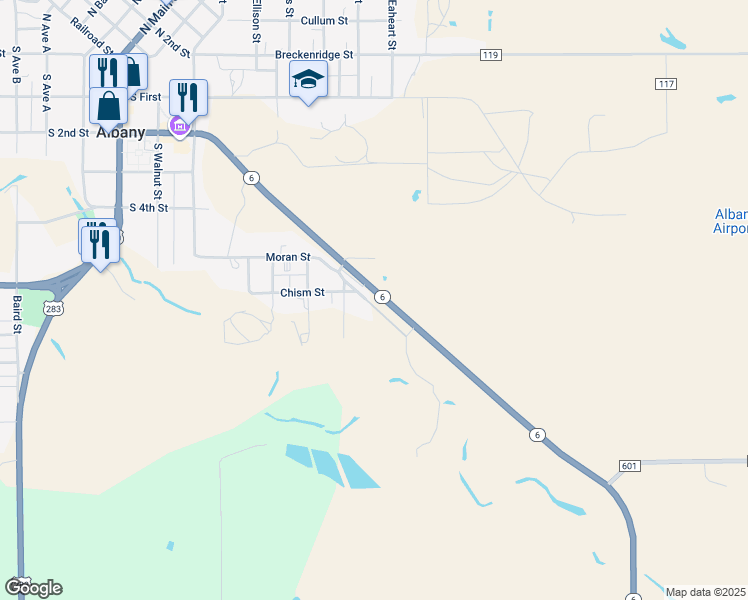 map of restaurants, bars, coffee shops, grocery stores, and more near 325 Highway 6 in Albany