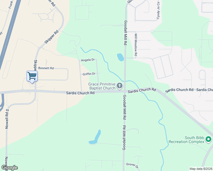 map of restaurants, bars, coffee shops, grocery stores, and more near 4565 Sardis Church Road in Macon