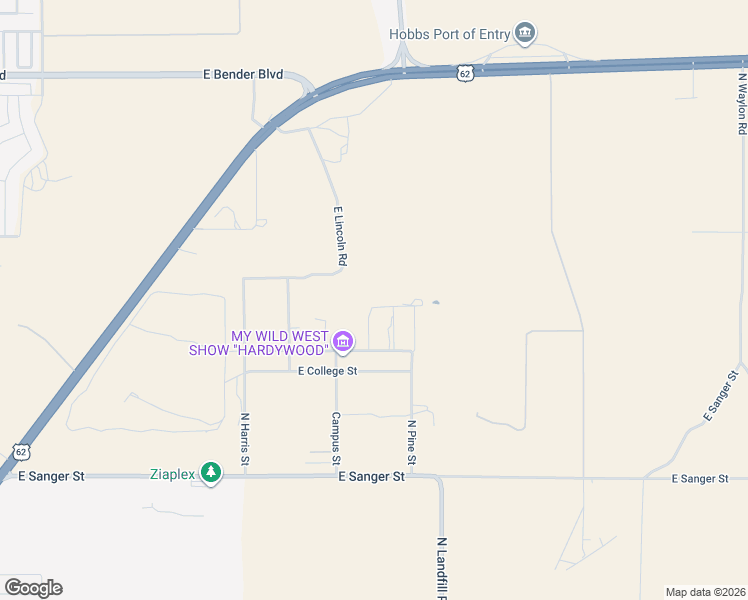 map of restaurants, bars, coffee shops, grocery stores, and more near 3204 East Hardy Street in Hobbs