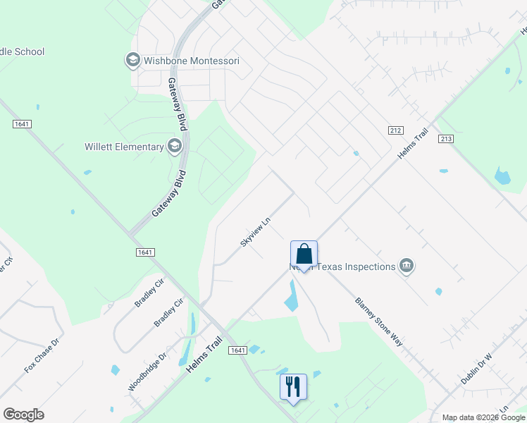 map of restaurants, bars, coffee shops, grocery stores, and more near 13254 Clearview Drive in Forney