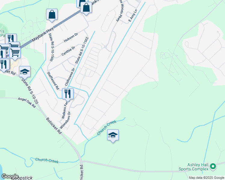 map of restaurants, bars, coffee shops, grocery stores, and more near in Charleston County