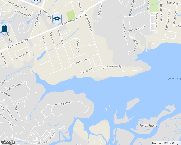 map of restaurants, bars, coffee shops, grocery stores, and more near 1133 Cottage Road in Charleston