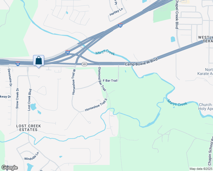 map of restaurants, bars, coffee shops, grocery stores, and more near 6985 F Bar Trail in Aledo