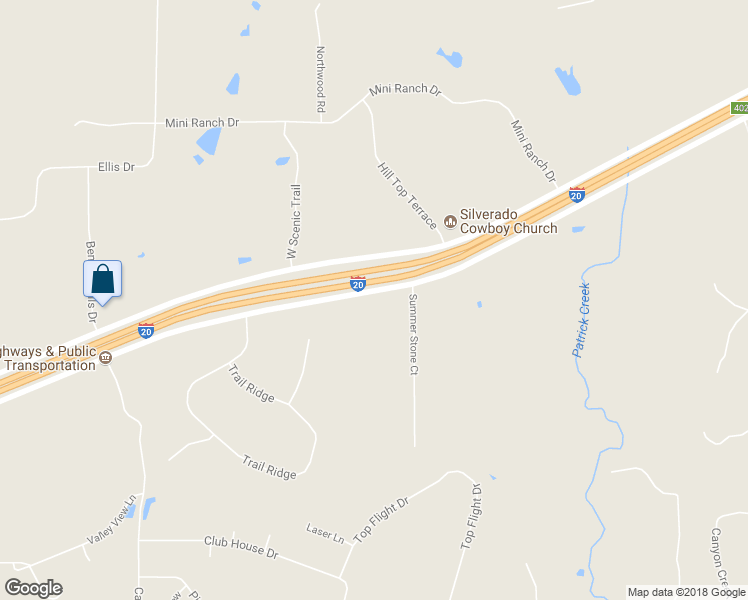 map of restaurants, bars, coffee shops, grocery stores, and more near 4119 Quanah Hill Road in Weatherford