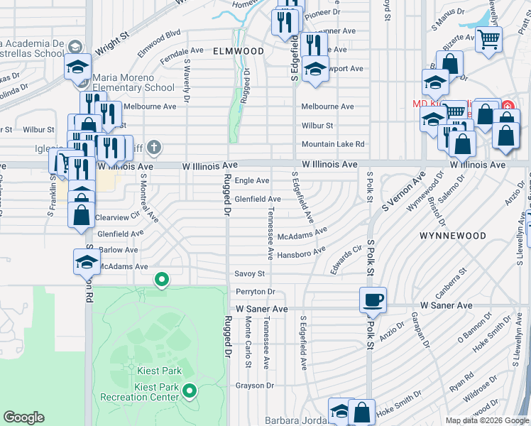 map of restaurants, bars, coffee shops, grocery stores, and more near 1509 Barlow Avenue in Dallas