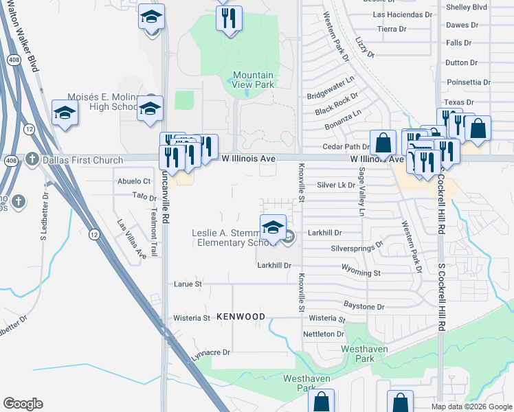 map of restaurants, bars, coffee shops, grocery stores, and more near 815 Isla Verde Plaza in Dallas