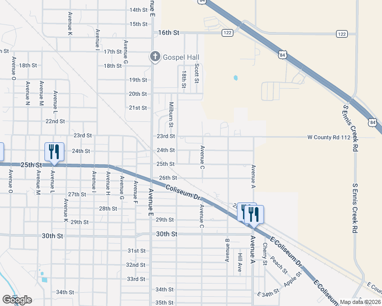 map of restaurants, bars, coffee shops, grocery stores, and more near 352-398 24th Street in Snyder