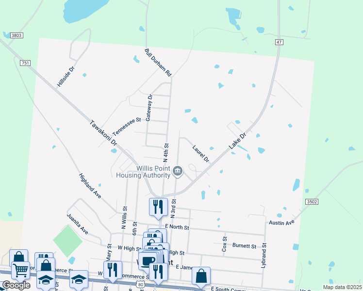 map of restaurants, bars, coffee shops, grocery stores, and more near 1132 North 3rd Street in Wills Point