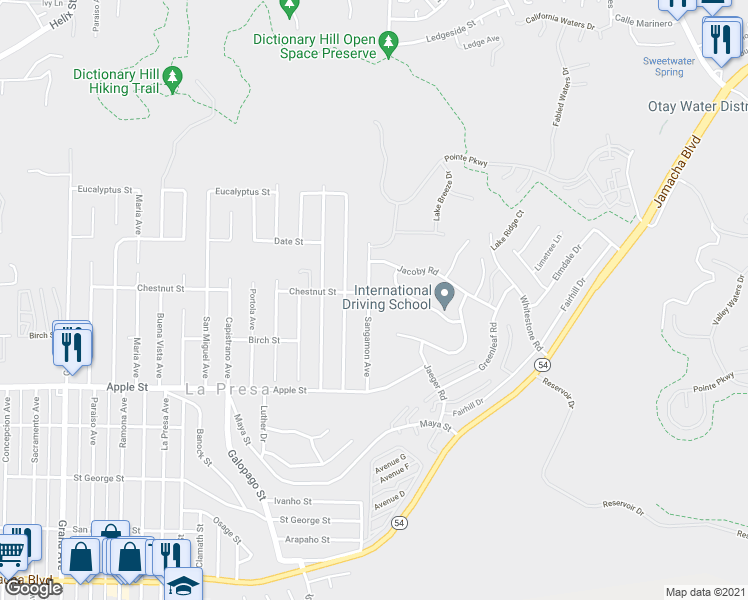 map of restaurants, bars, coffee shops, grocery stores, and more near 1347 Sangamon Avenue in Spring Valley