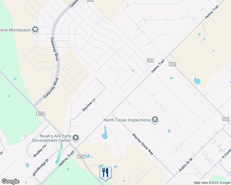 map of restaurants, bars, coffee shops, grocery stores, and more near 18155 Grandview Dr in Forney