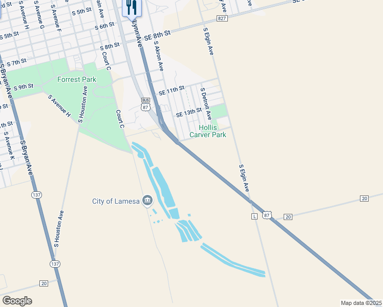 map of restaurants, bars, coffee shops, grocery stores, and more near 2002 U.S. 87 in Lamesa