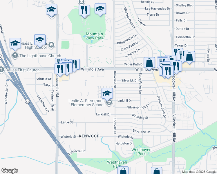 map of restaurants, bars, coffee shops, grocery stores, and more near 2201 Zaragoza Plaza in Dallas