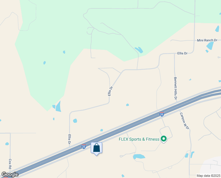 map of restaurants, bars, coffee shops, grocery stores, and more near 8605 Ellis Drive in Millsap