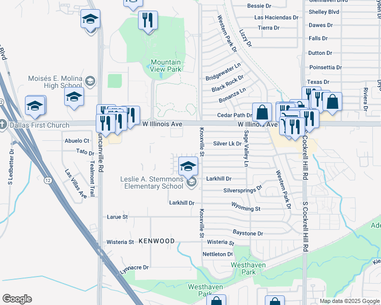 map of restaurants, bars, coffee shops, grocery stores, and more near 305 Ensenada Plaza in Dallas