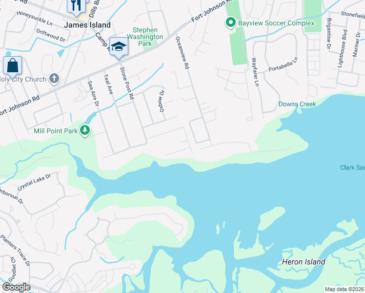 map of restaurants, bars, coffee shops, grocery stores, and more near 1133 Cottage Road in Charleston