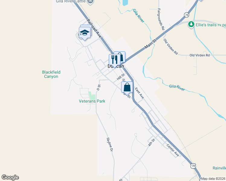 map of restaurants, bars, coffee shops, grocery stores, and more near 322-330 Parks Canyon Road in Duncan