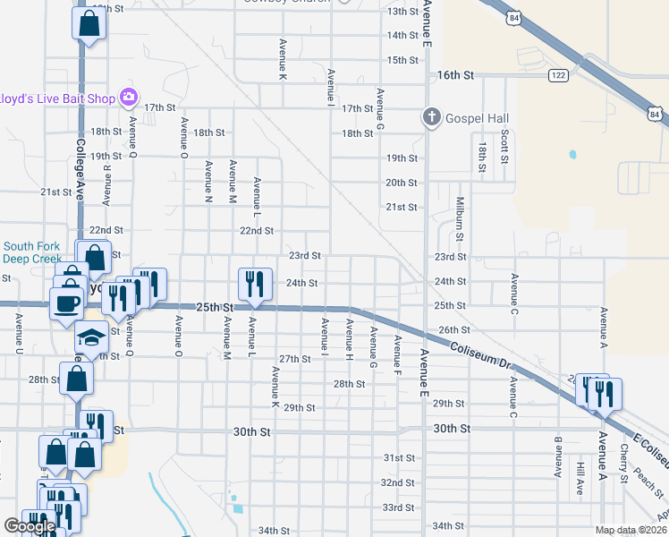 map of restaurants, bars, coffee shops, grocery stores, and more near 804-898 24th Street in Snyder