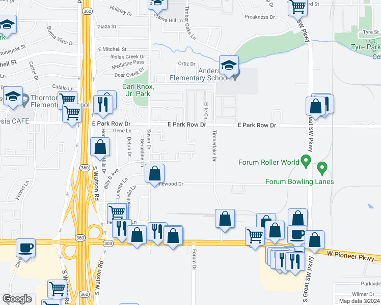 map of restaurants, bars, coffee shops, grocery stores, and more near 1575-1599 Running Brook Drive in Arlington