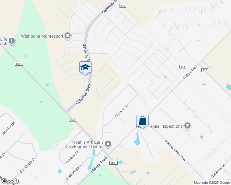 map of restaurants, bars, coffee shops, grocery stores, and more near 13265 Clearview Drive in Forney